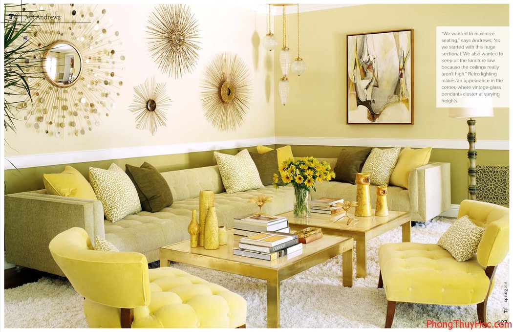 comfortable tradhome yellow living room Chọn màu sắc cho ngôi nhà theo ngũ hành